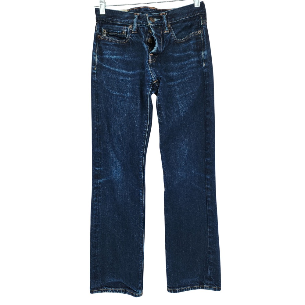 Abercrombie &‎ Fitch Slim Straight Jeans 28x28 Mens Dark Wash Button Fly Faded